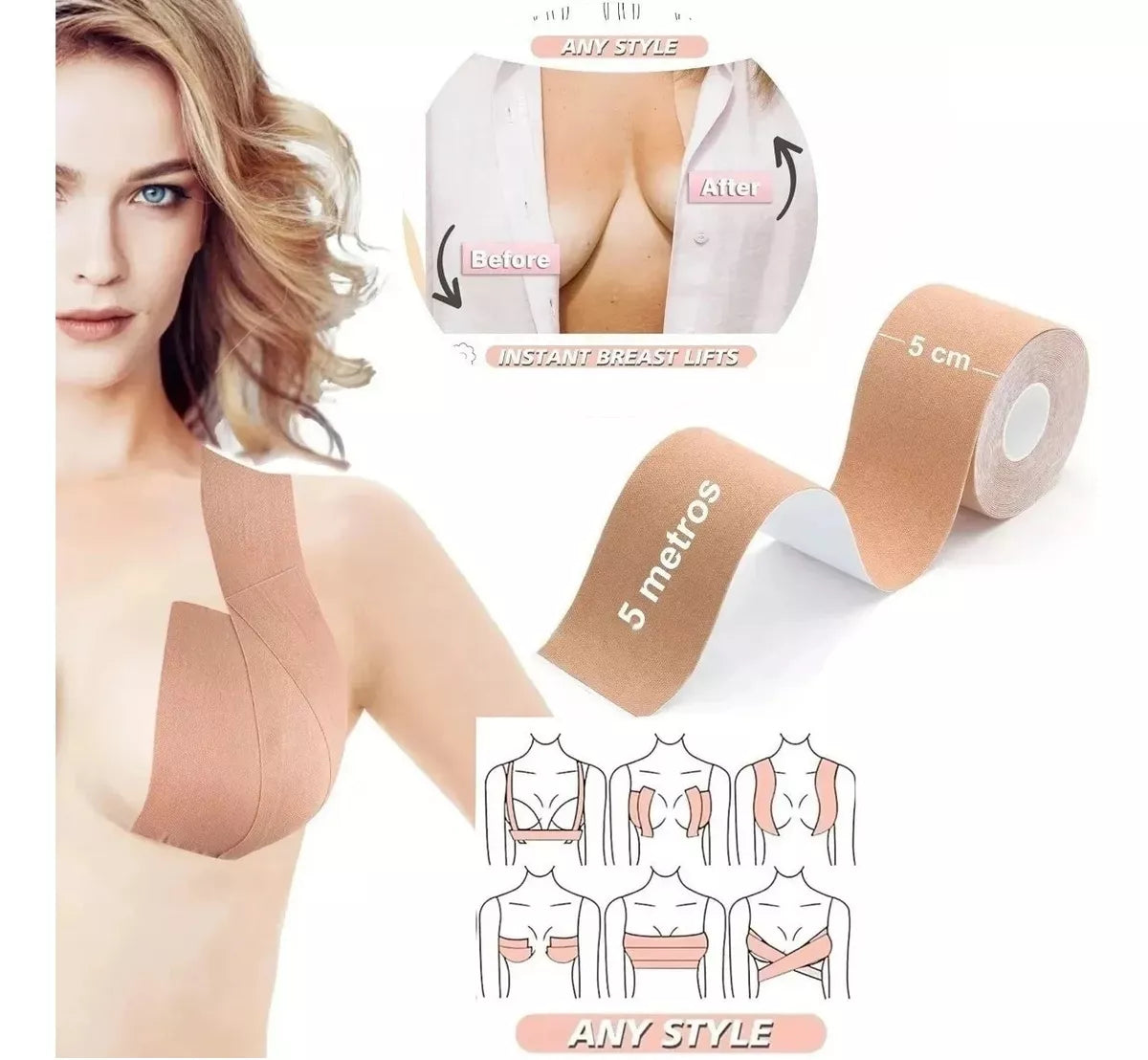 Cinta Levanta Busto Seno Adhesiva Invisible Push Up