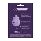 Vibrador con lengua de la marca Camtoyz, diseño compacto y realista para placer íntimo, en color morado.
