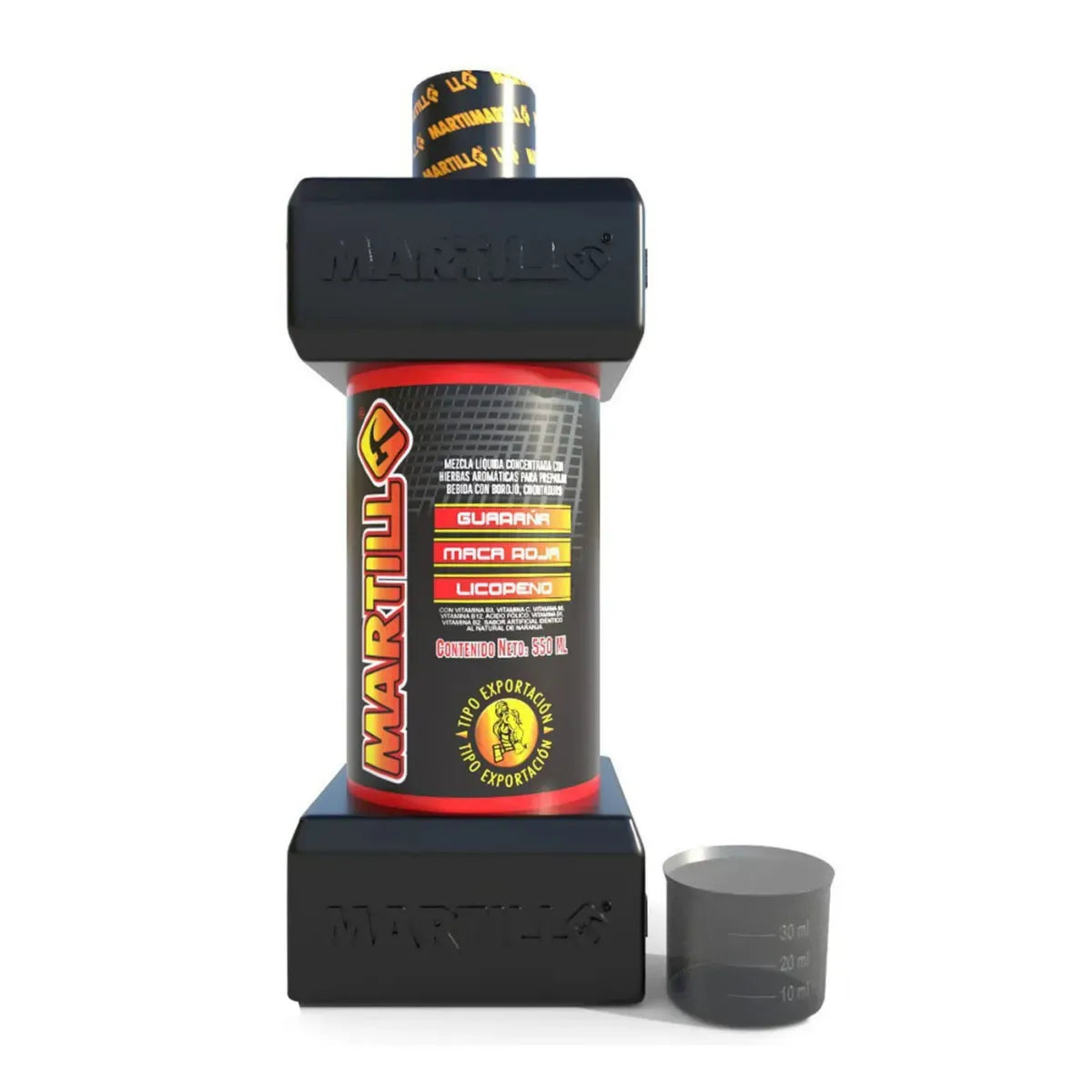 Jarabe energizante y potenciador sexual Juguito de Calzón, botella de 550ml con etiqueta y líquido en el envase.