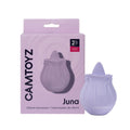 Vibrador con lengua de Camtoyz, cuerpo en silicona rosa, diseñado para estimulación íntima, con textura suave y detalles realistas.