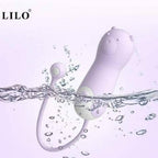 Vibrador oso lila recargable de la marca Frenesí, con diseño adorable y superficie suave para placer personal.