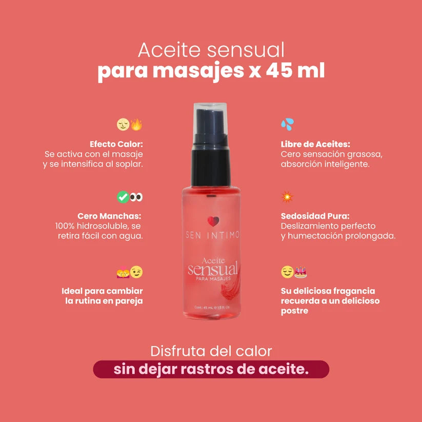 Aceite Sensual para Masajes Efecto Calor 45ml – Sen Íntimo