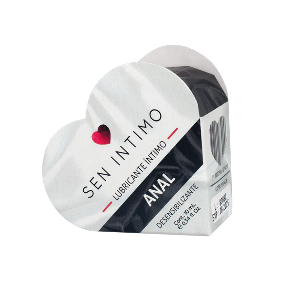 Accesorios desensibilizante anal Sen Íntimo, con caja decorada con corazón, para mayor comodidad y placer íntimo.