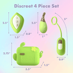 Vibrador set Play with Me de Frenesí, incluye bala y huevo con control remoto, en colores vibrantes y diseño ergonómico.