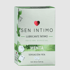 Lubricante menta de la marca Sen Íntimo en envase con botella de lubricante para uso íntimo y frescura de menta.