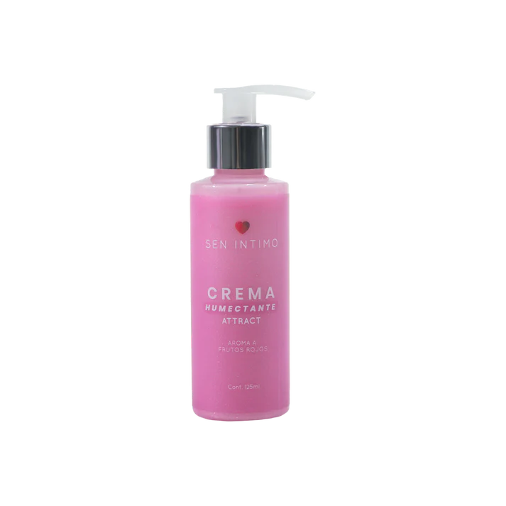 Crema humectante con feromonas de 125ml de la marca Sen íntimo, en envase blanco y tapa plateada, para cuidado personal.