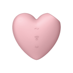 Succionador Satisfyer Cutie Heart rosa con diseño en forma de corazón y textura suave, para uso íntimo y placer.