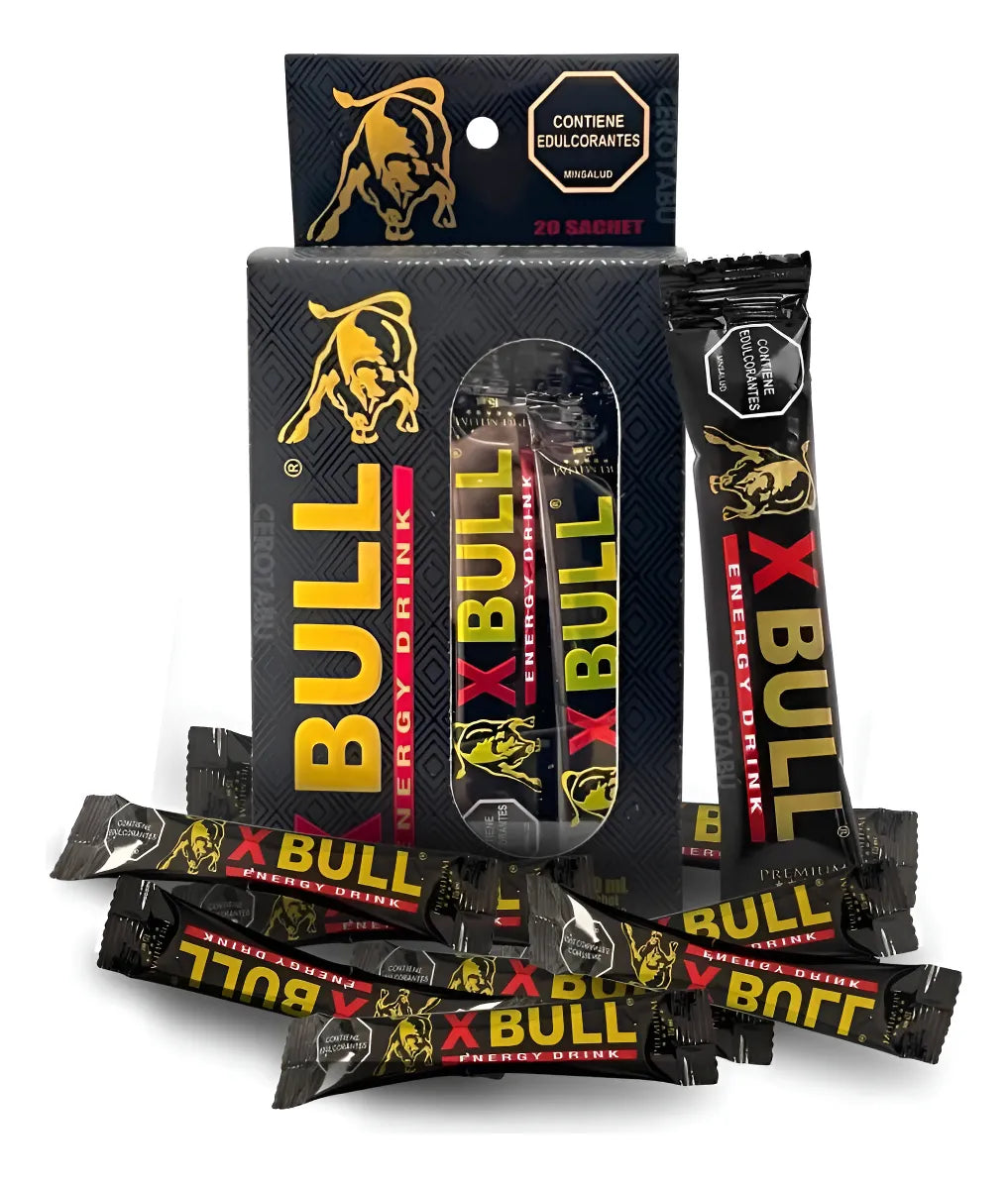 Sachet de energizante potenciador natural masculino Xbull de Distrisex, accesorio para mejorar energía y rendimiento.