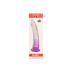 Dildo realista Elara de Camtoyz, 20.5 cm, de color morado, con textura detallada y forma anatómica para uso íntimo.