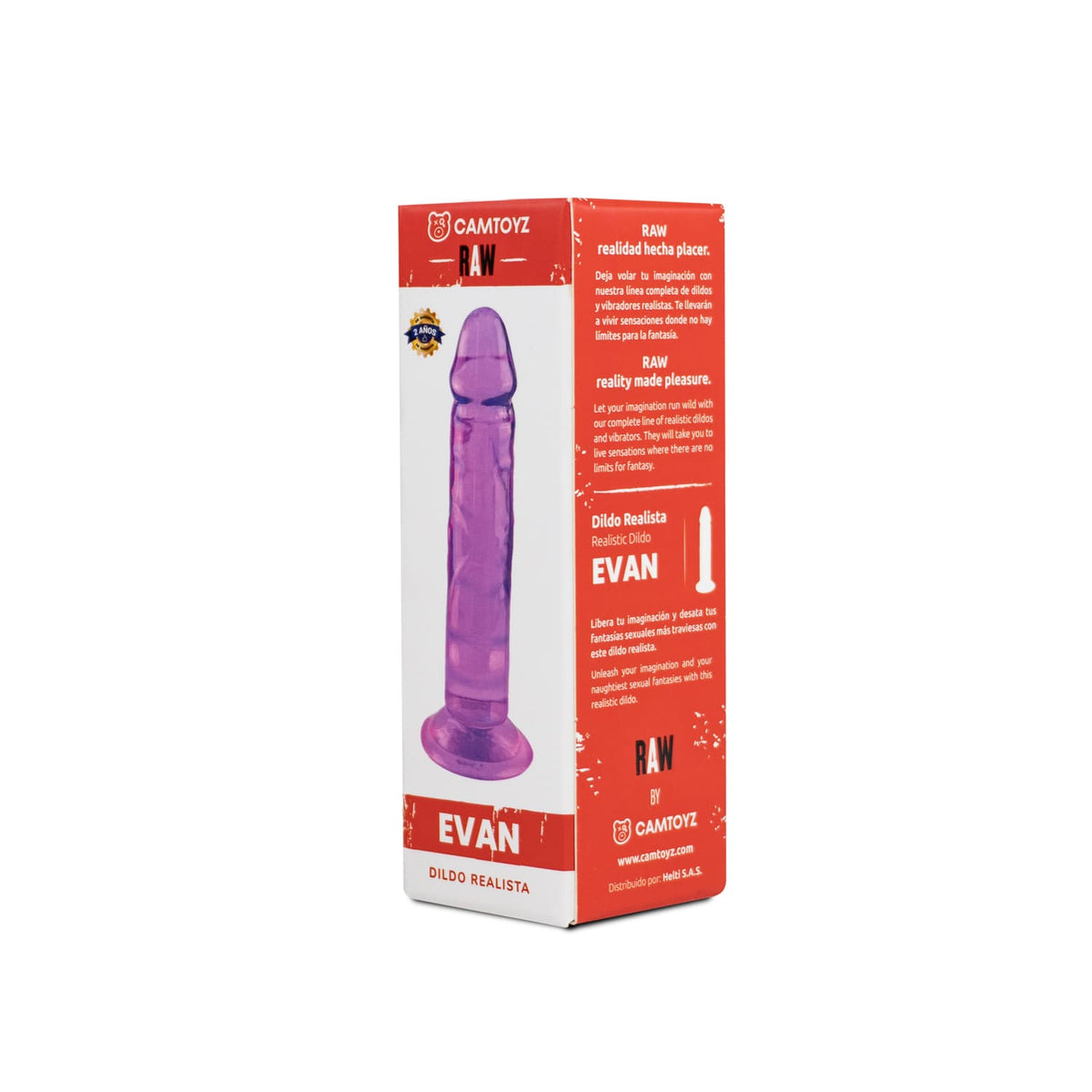 Dildo realista Evan Morado de 13 cm de la marca Distrisex, con detalles que imitan la anatomía humana.