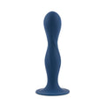 Plug Satisfyer Double Ball-R en color azul, diseñado para placer, con forma cilíndrica y superficie suave.