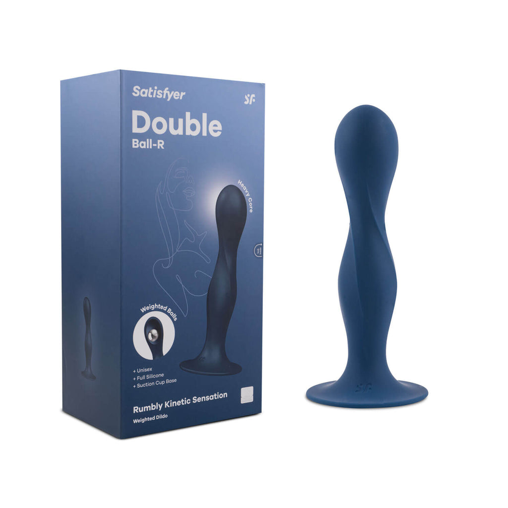 Plug anal Satisfyer Double Ball-R azul con diseño ergonómico y superficie lisa para mayor comodidad y placer.
