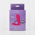 Vibrador doble de estimulación para panty Eusin Majestic de Camtoyz con control por app, en color negro.