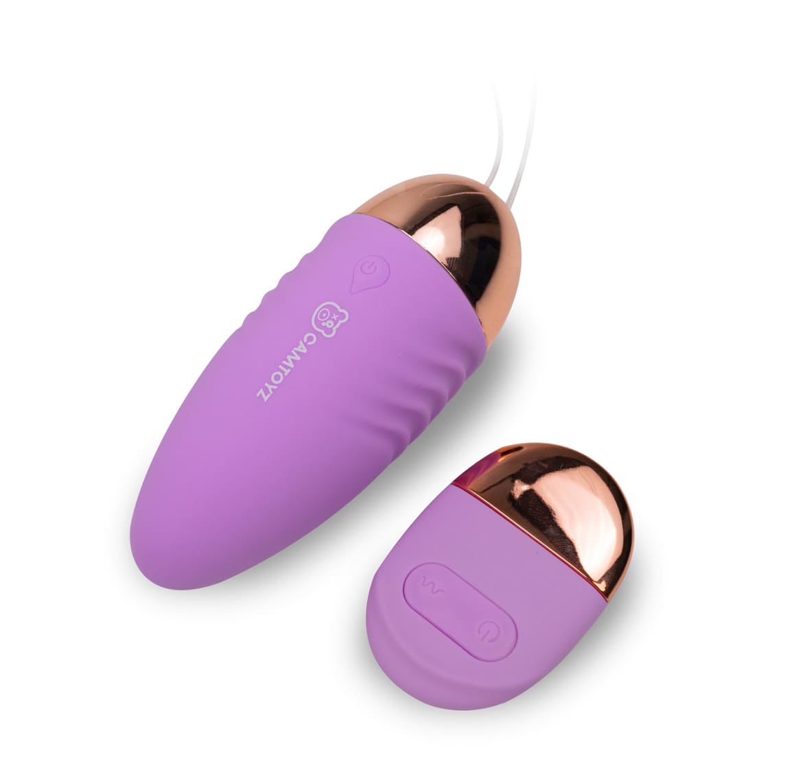 Vibrador Ariel de Camtoyz, con diseño ergonómico y textura suave para placer personal, en color rosa claro.