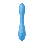 Vibrador Satisfyer G-Spot Flex 4+ de color turquesa, con diseño flexible para estimulación interna y externa.