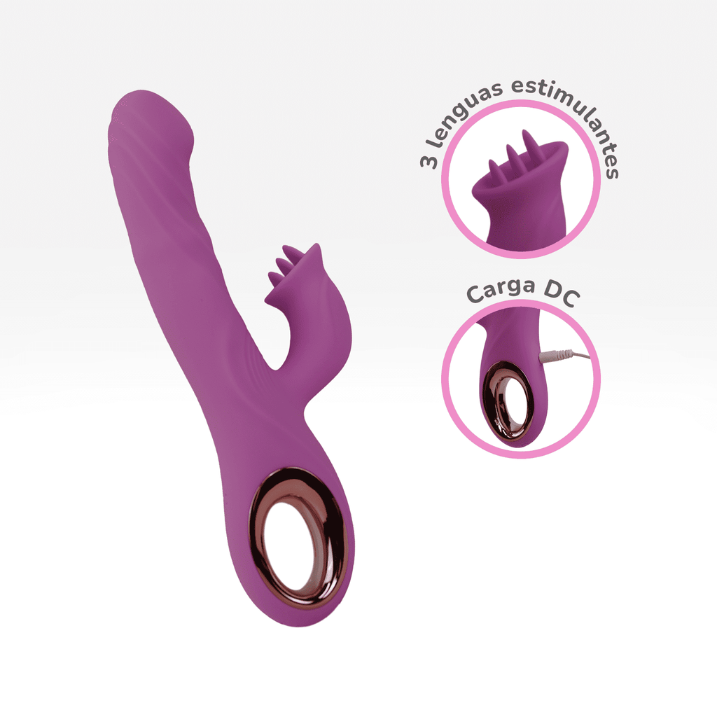 Vibrador de conejo Distrisex Majestic, detalles del diseño y textura en la imagen.