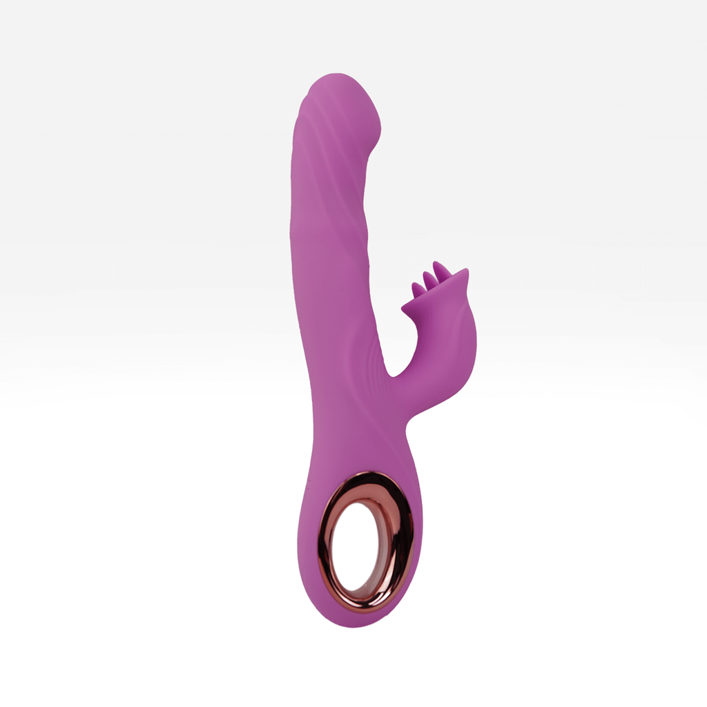 Vibrador cono en forma de conejo de la marca Distrisex, color gris oscuro, con diseño ergonómico y detalles en la imagen.