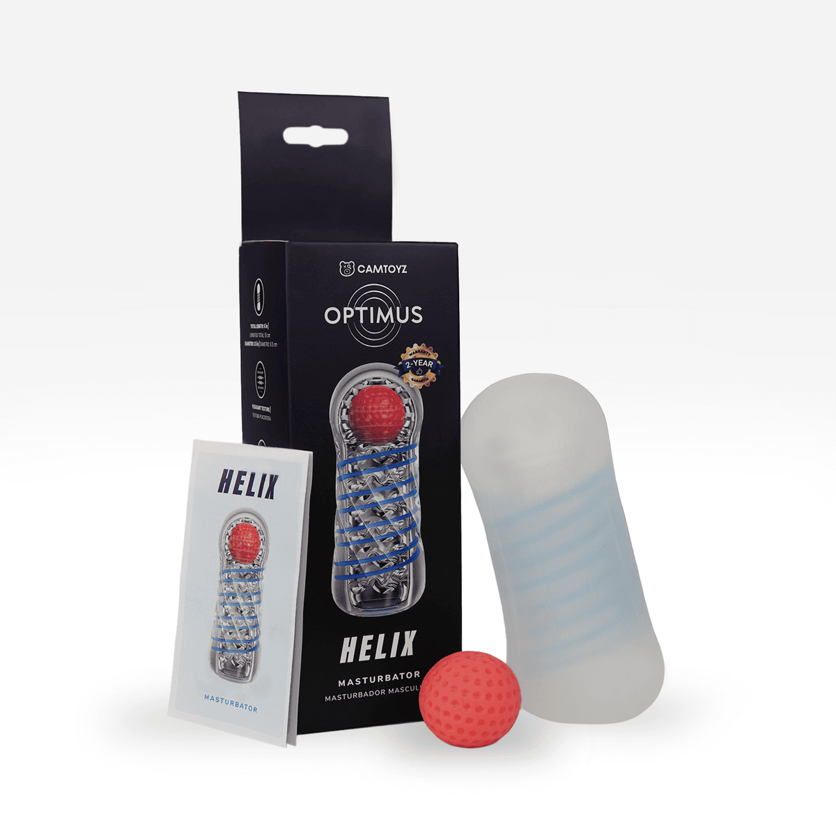 Masturbador masculino Helix de Distrisex, muestra el interior texturizado y el diseño ergonómico en una imagen.
