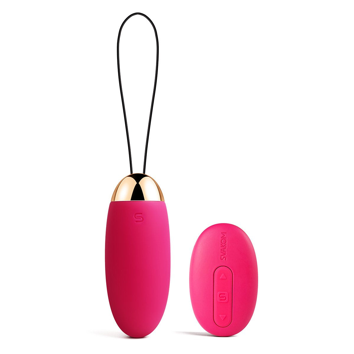 Huevo vibrador Elva Svakom en color fucsia para parejas, con diseño compacto y control remoto, ideal para experiencias íntimas.