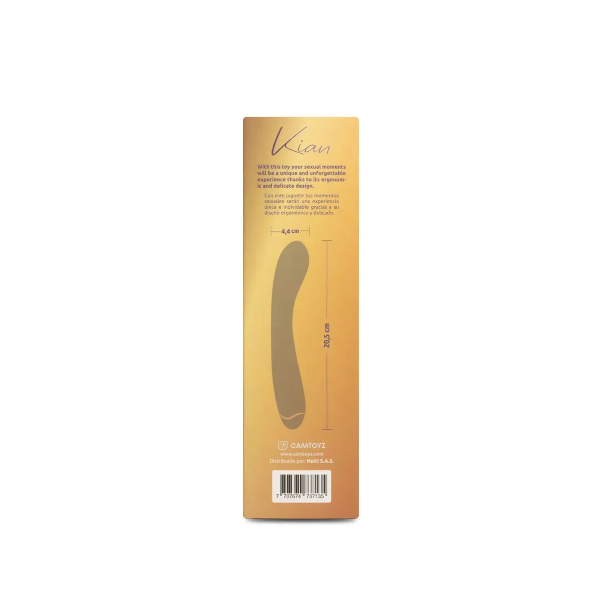 Vibrador térmico Kian de juguitodecalzon, diseño ergonómico y suave para placer y relajación.