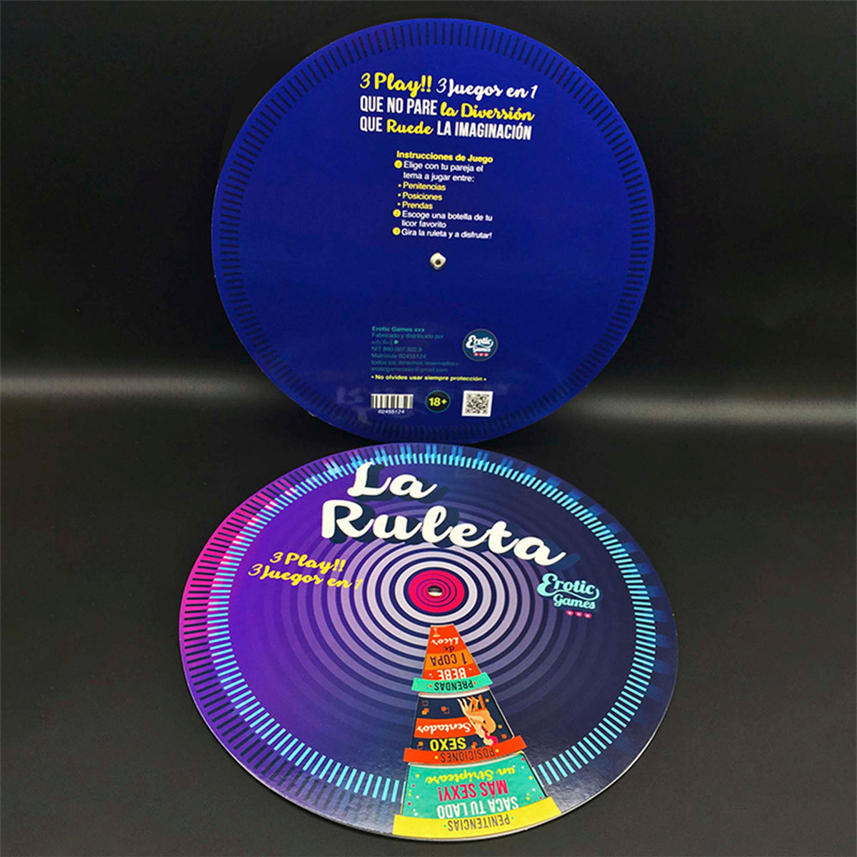 Juego erótico de mesa La Ruleta Erótica 3 de Erotic Games, con colores vibrantes y componentes para juegos para adultos.