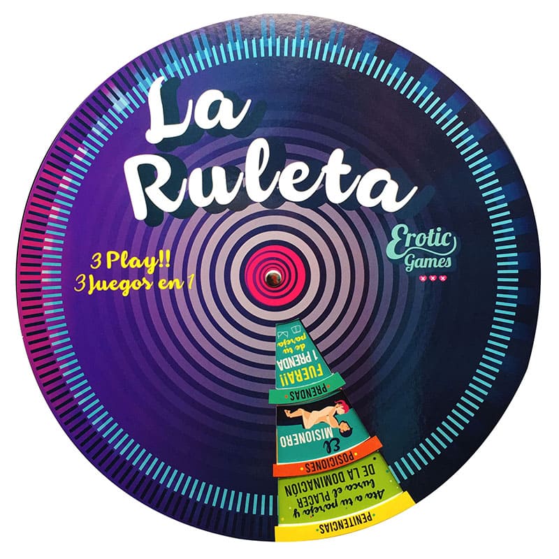 Ruleta erótica de la marca Erotic Games, juego para adultos con opciones de placer y diversión en una mesa de juego.