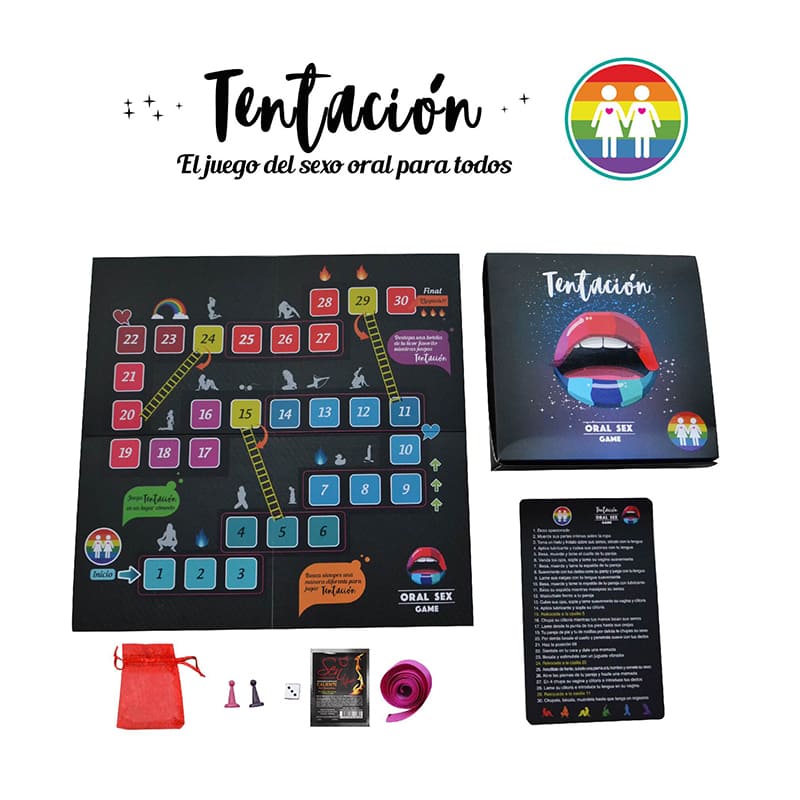 Juego erótico de mesa Tentación de Erotic Games para adultos, con accesorios para juegos orales en un conjunto para parejas.