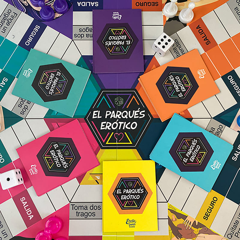 Juego de mesa Parqués erótico de Erotic Games, juego para adultos con temática sensual y piezas ilustradas en la imagen.