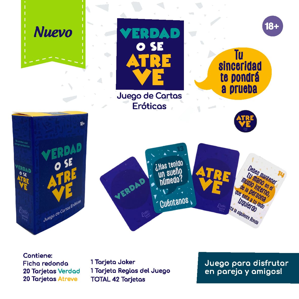Juego de cartas eróticas Verdad o Se Atreve de Erotic Games, para adultos, con cartas con instrucciones sensuales y divertidas.