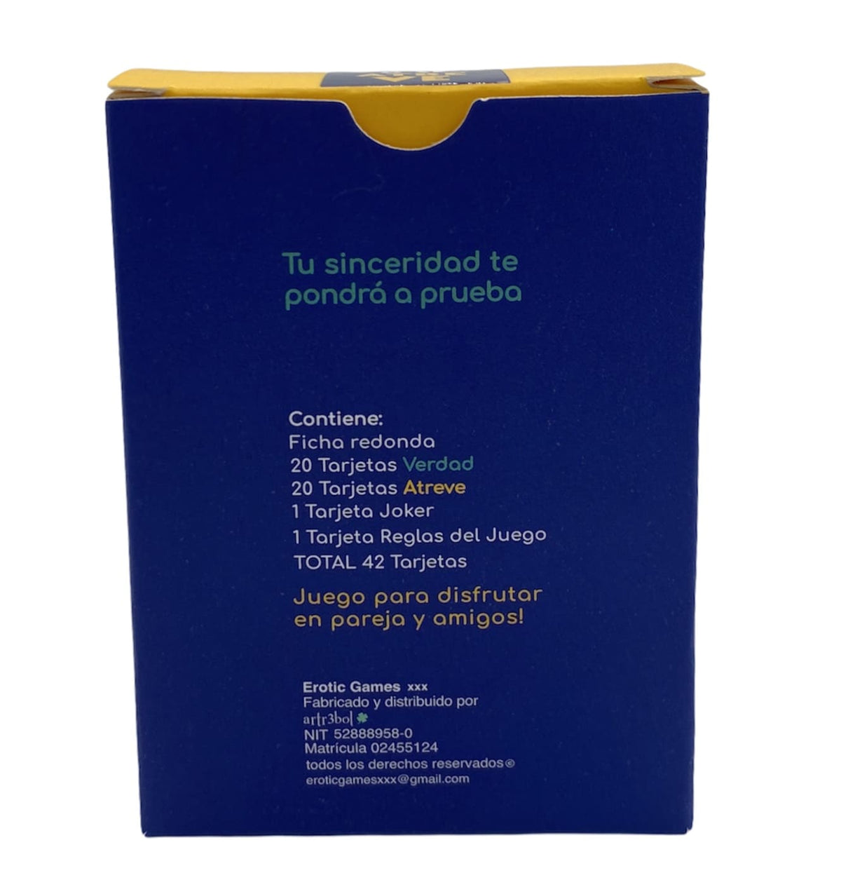 Juego de cartas eróticas Verdad o Se Atreve de Erotic Games, con cartas coloridas y temáticas para adultos.