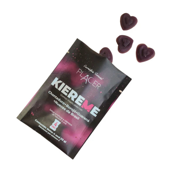 Gomitas Kiereme en paquete de 4 unidades, accesorios de marca Juguito de Calzón, dulces en bolsa con colores vibrantes