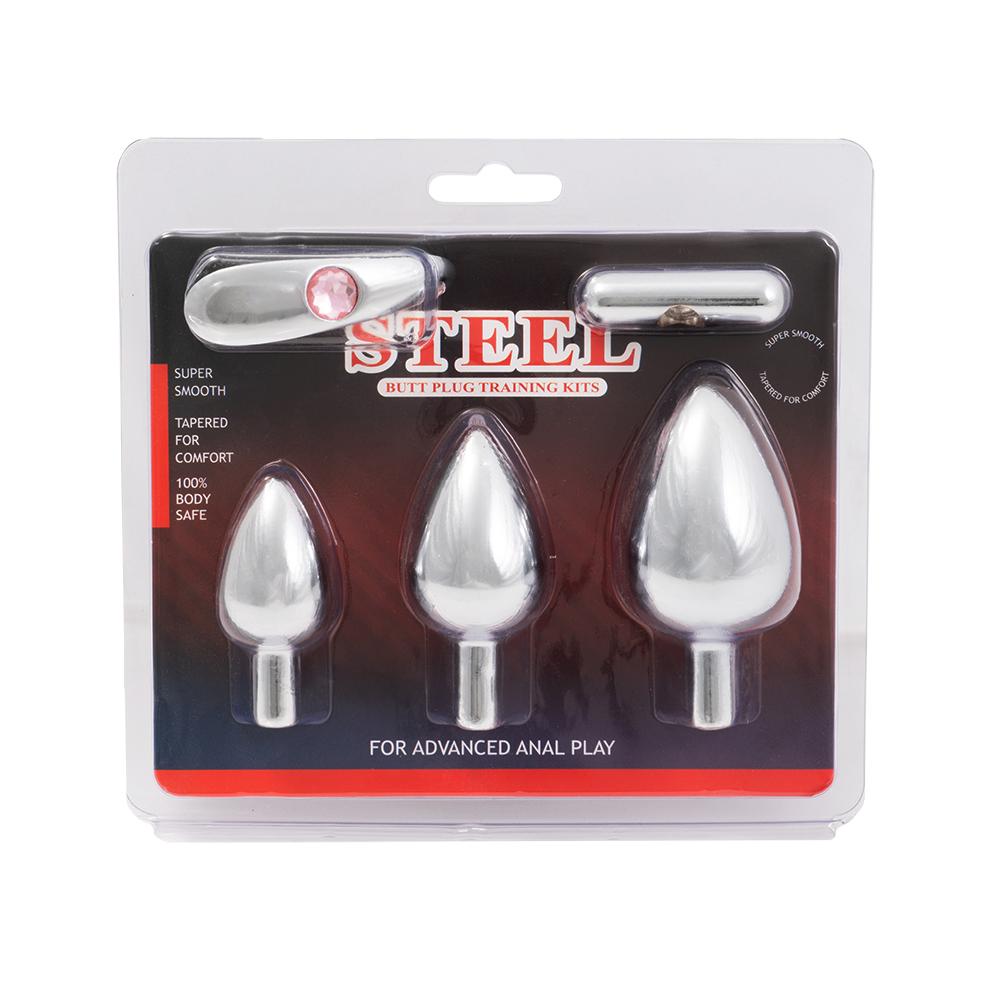 Kit de plugs anales Doom de Juguito de Calzón en color rosa, incluyendo diferentes tamaños y formas para uso seguro y cómodo.