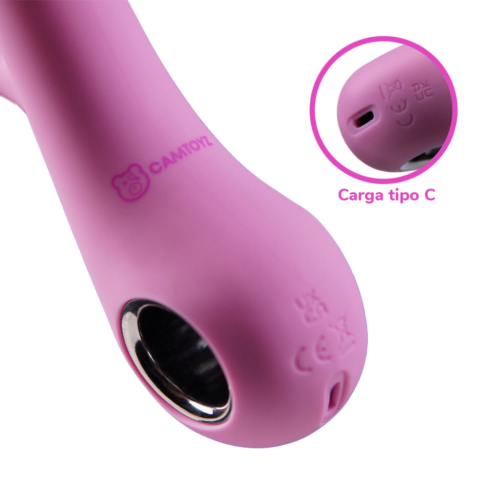 Vibrador de conejo Camtoyz Lucile Majestic Pro con diseño ergonómico y detalles suaves para placer personal.