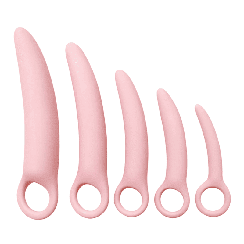 Dilatadores vaginales de la marca Juguito de Calzón, set de diferentes tamaños en color transparente, para uso personal.