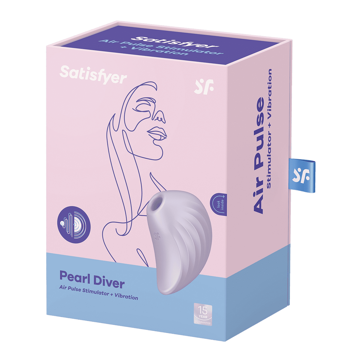 Succionador Satisfyer Pearl Diver de color violeta, diseño ergonómico y compacto para placer personal.