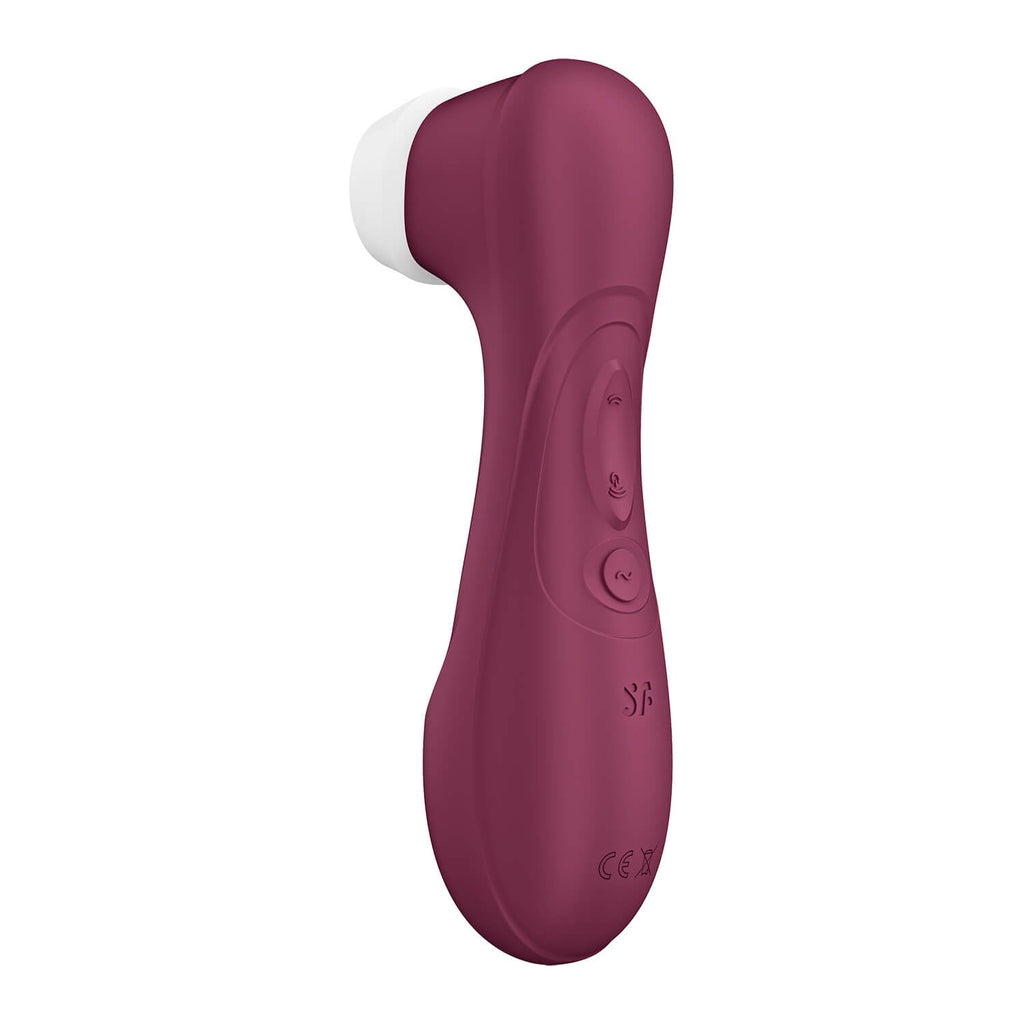 Succionador Satisfyer Pro 2 Generation 3 con app de color rojo vino, con botón y superficie suave, marca Distrisex.