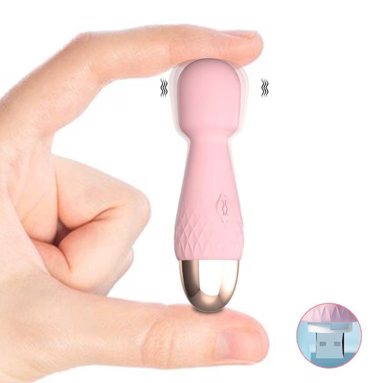 Mini vibrador Hitachi Lunara de Camtoyz, vibrador recargable pequeño con 10 modos de vibración y estimulador de clítoris rosa.