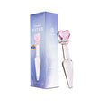 Dildo de vidrio Rigel de 13 cm de la marca Camtoyz, con forma ergonómica y superficie lisa, en color transparente.