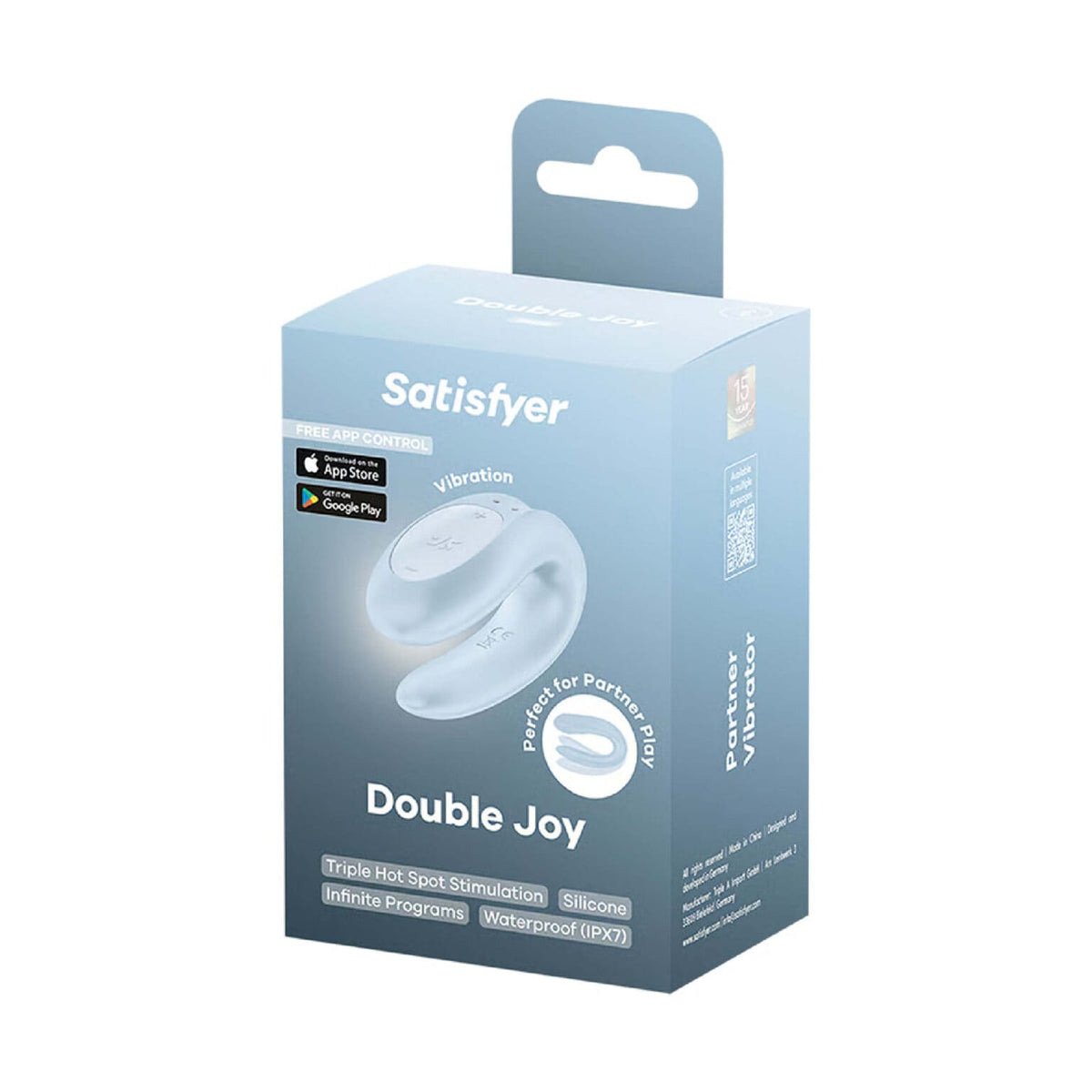 Vibrador para parejas Satisfyer Double Joy con control por app, diseñado para placer compartido y diversión en pareja.
