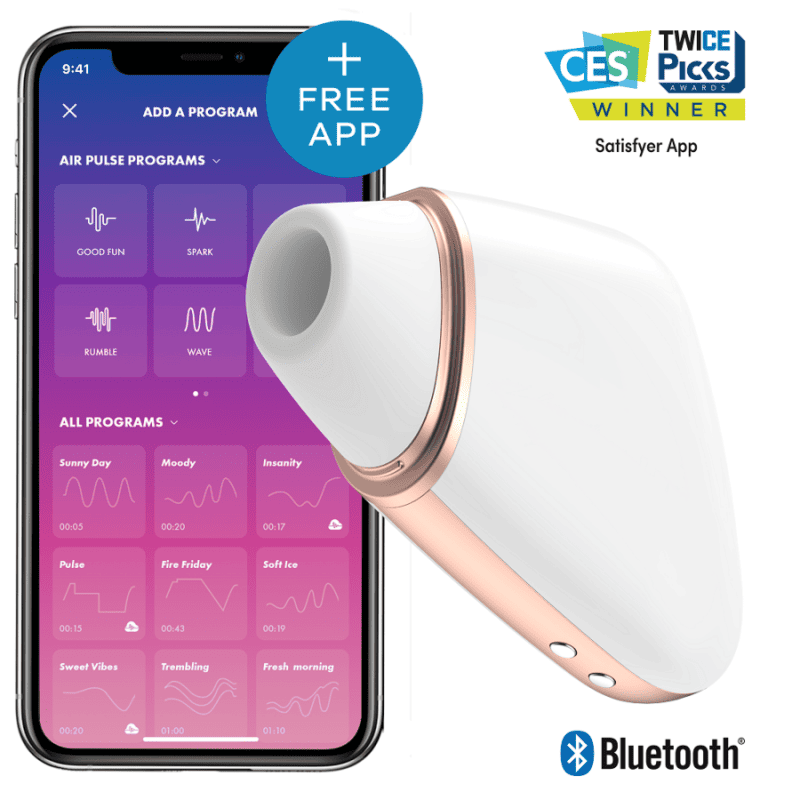 Succionador Satisfyer Love Triangle en color blanco con diseño ergonómico y suave para estimulación placentera.