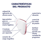 Succionador Satisfyer Love Triangle en color blanco, diseño ergonómico y compacto para placer y bienestar personal.
