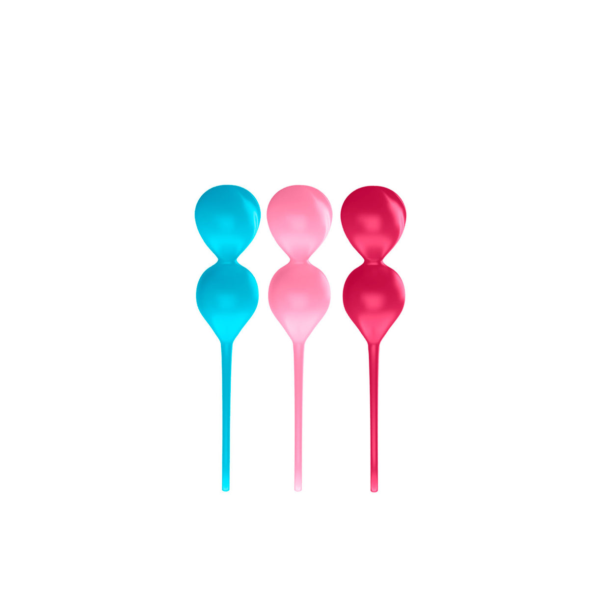 Bolas Kegel Satisfyer V Balls Tricolor, suaves y elegantes, diseñadas para ejercicios de fortalecimiento del suelo pélvico.