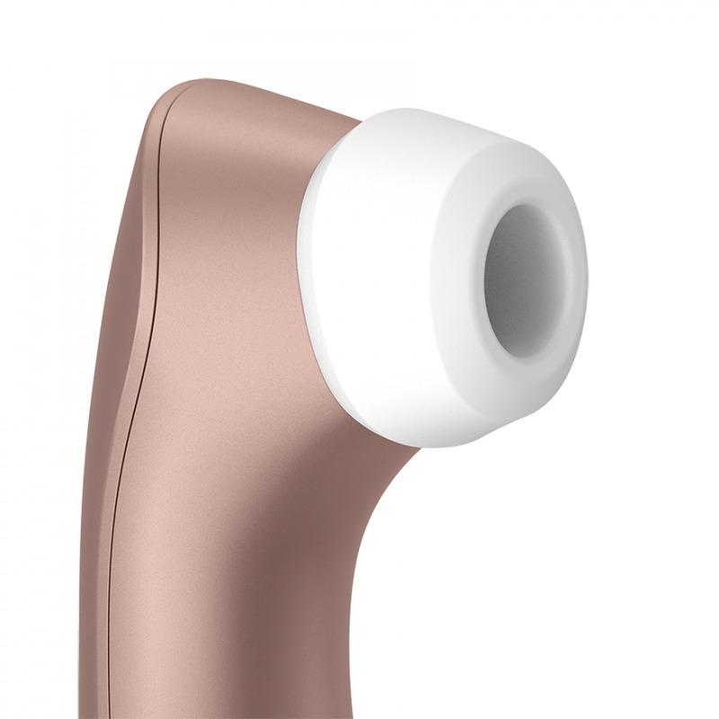 Succionador Satisfyer Pro 2+ para clítoris, dispositivo de estimulación con diseño compacto y tecnología de succión suave.