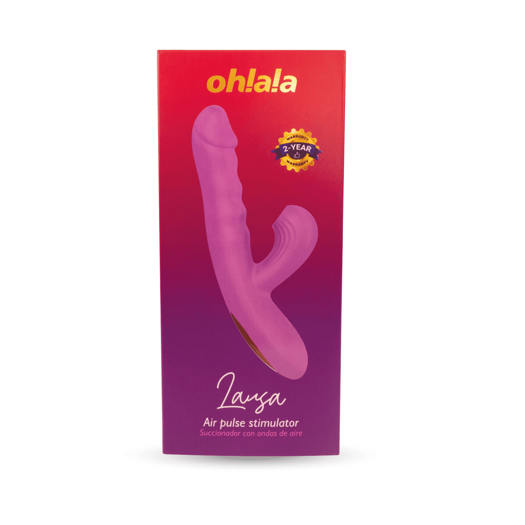 Vibrador Lausa Ohlala de Juguito de Calzón, en color rosa, mostrado sobre superficie blanca con detalles suaves y ergonómicos.