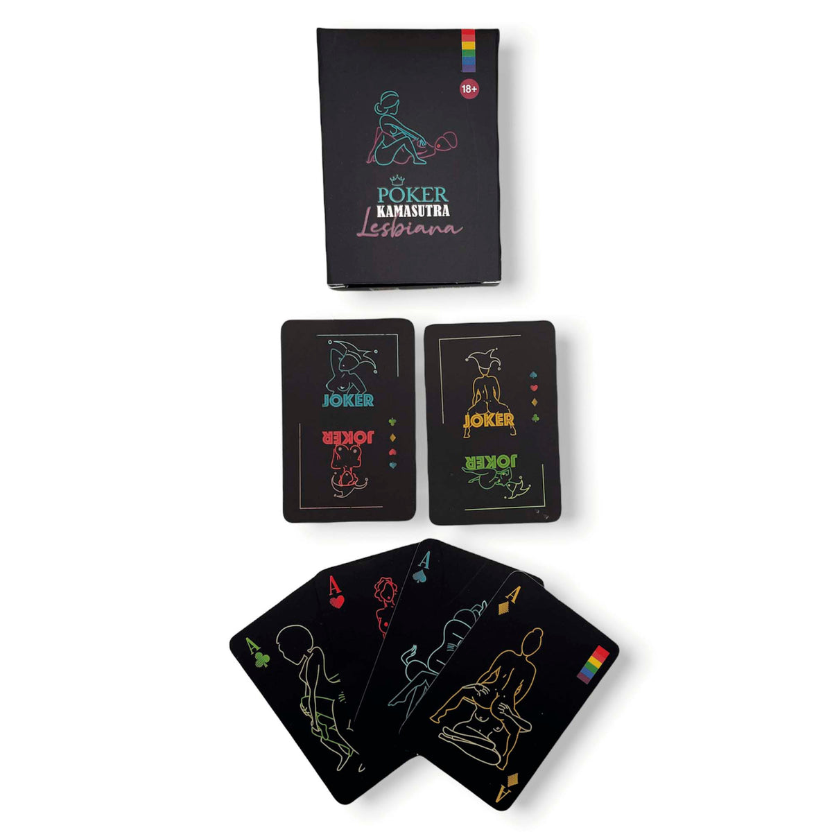 Juego de cartas de poker Kamasutra lesbiana, divertido juego para adultos con ilustraciones eróticas y temáticas íntimas.