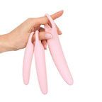 Dilatadores vaginales de la marca Juguito de Calzón, conjunto de distintos tamaños para uso íntimo, en tonos neutros.