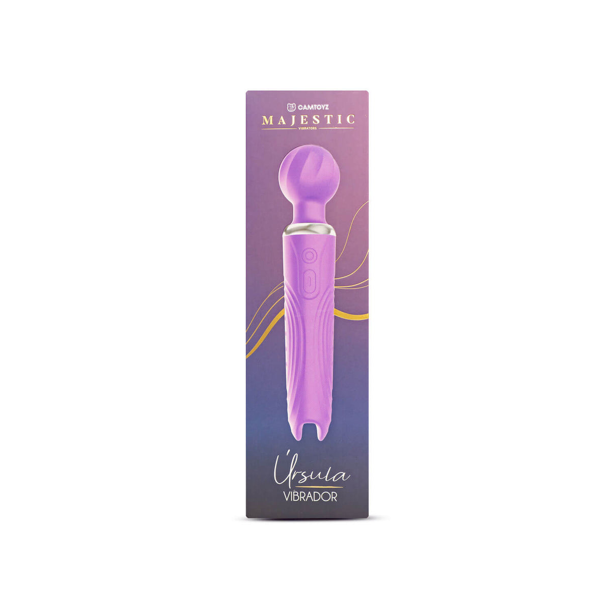Vibrador Camtoyz Ursula estilo Hitachi, de color rosa, con diseño ergonómico y control de intensidad, visible en la imagen.