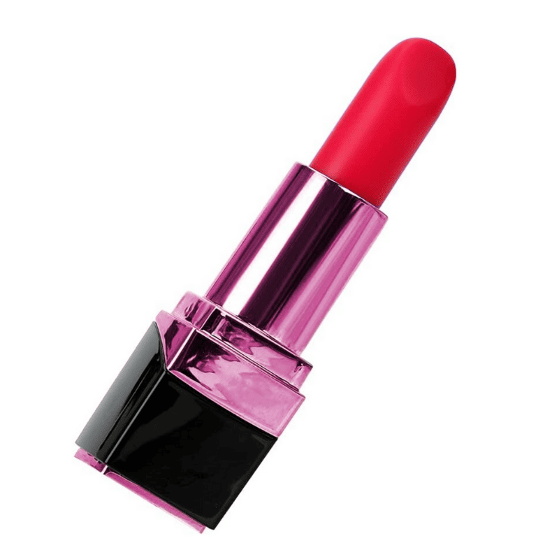 Lápiz labial vibrador estimulador de clítoris recargable USB de la marca Frenesí, con diseño compacto y elegante.