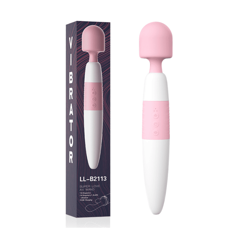 Masajeador doble función tipo Hitachi Lust recargable, con vibraciones y doble estimulación, en color negro.