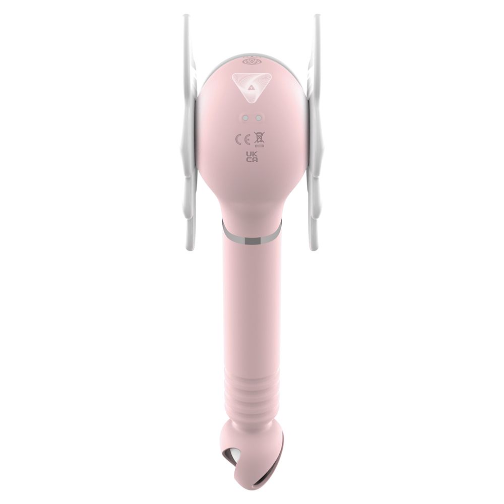Vibrador con empuje Sakura Captor de Frenesí, doble estimulación, en fondo blanco, diseñado para placer y satisfacción.